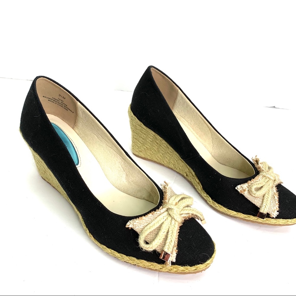 FITZWELL Casual Summer Black Canvas and Jute Espadrilles, 9.5M - Picture 7 of 10